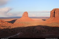 End of the day over Monument Valley. East Mitten Butte in the center, Merrick Butte on the left.