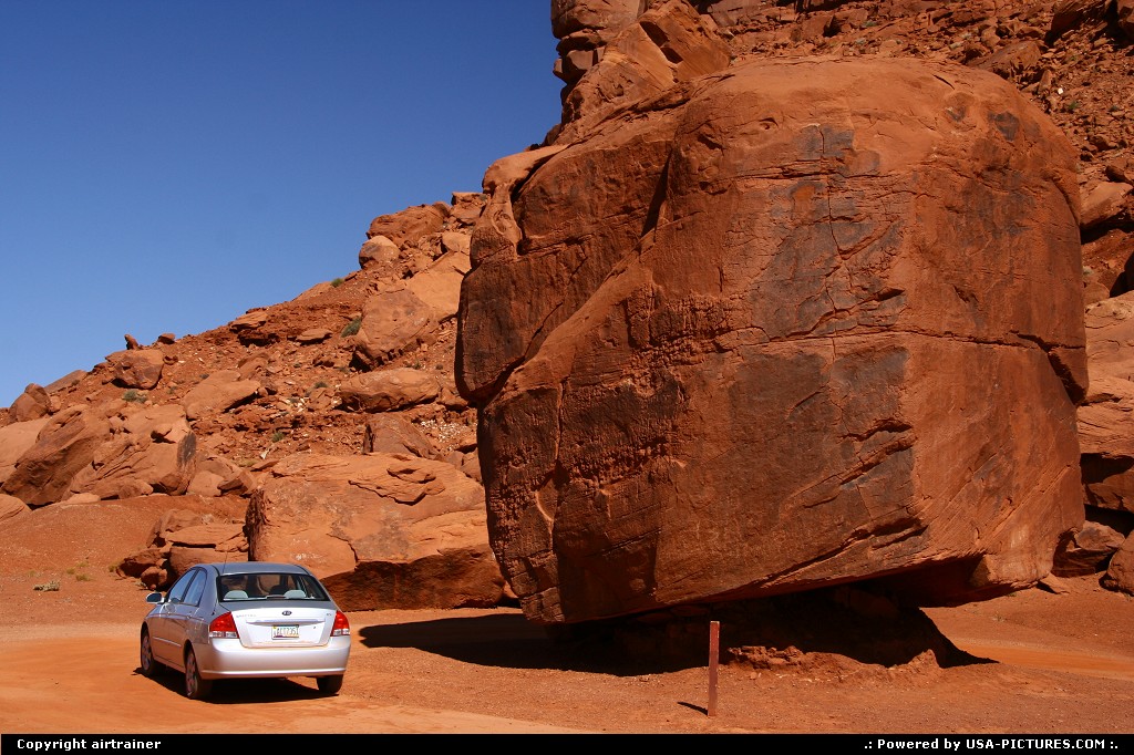 Picture by airtrainer: Not in a City Arizona   monument valley, car, rock