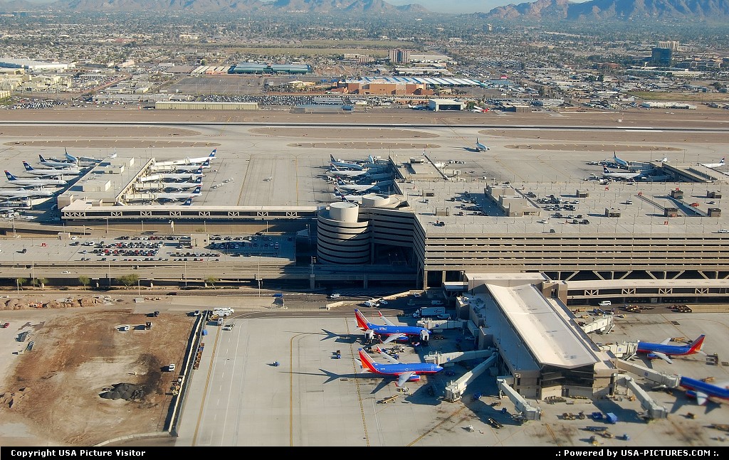 Picture by LoneStarMike: Phoenix Arizona   airport, aerial, terminal,