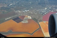 , Not in a City, CA, Bacterias to produce salt in San Francisco Bay, minutes before our landing at SFO.