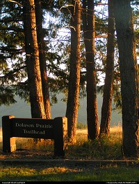 The Dalason Prairie trailhead in the park, in late afternoon.