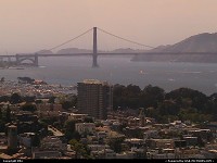 San Francisco : The bay and the Golden Gate Bridge from the Coit Tower