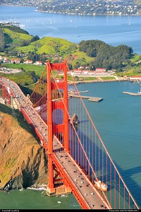 San Francisco : flying above golden gate.