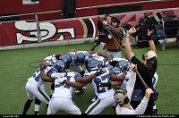 seattle seahawks, arriving on the field, playing against niners, at San Fancisco.