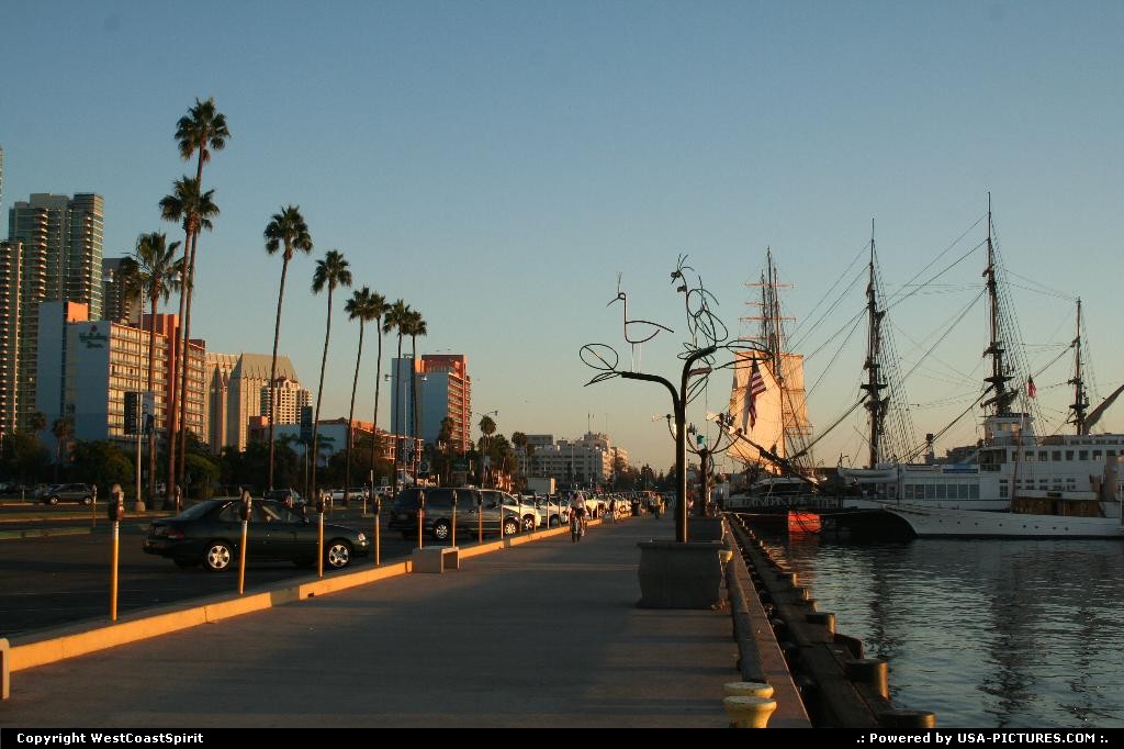 Picture by WestCoastSpirit: San Diego California   harbor, ship, cruise, bike, skate board