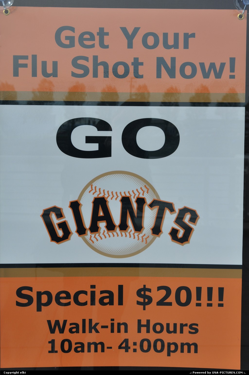 Picture by elki: San Francisco California   flu shot, go giants