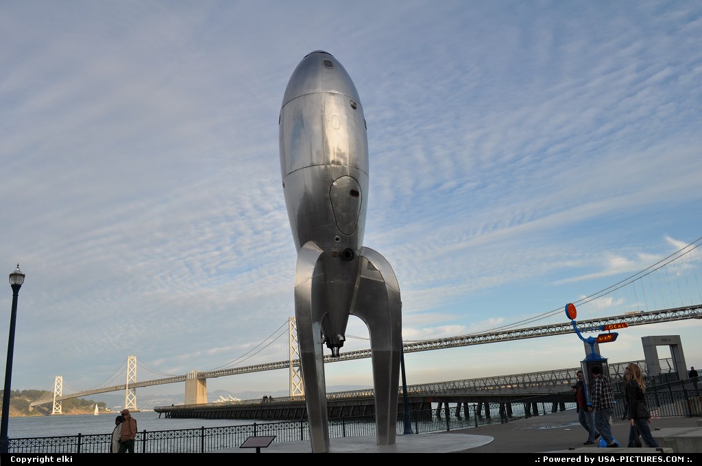 Picture by elki: San Francisco California   rocket ship, oakland bridge, embarcadero, san francisco