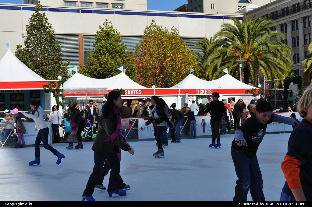 Picture by elki: San Francisco California   san francisco, union square, ice rink, christmas