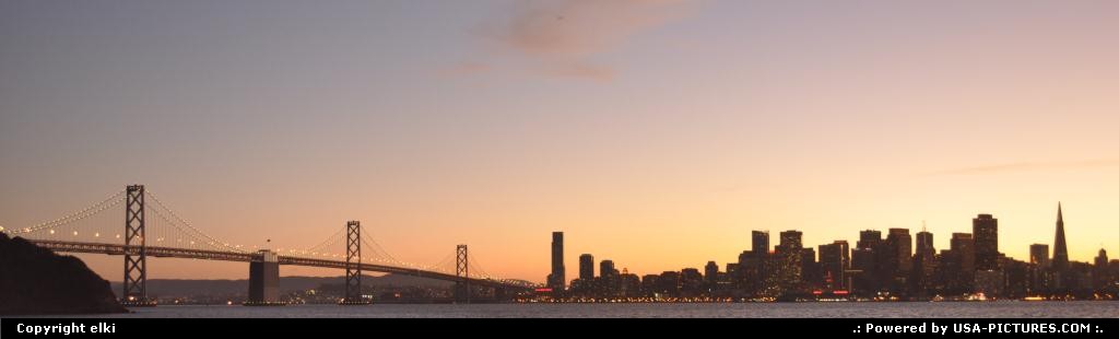 Picture by elki: San Francisco California   sunset over oakland bridge, and san francisco skyline