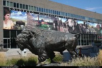 Colorado, Colorado History Museum entrance. A pretty nice collection inside with a great time line of various historical hotspots for this great state. Located opposite of the library, downtown Denver. Also featuring this nice bison sculpture.