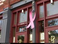 Denver : Breast Cancer ribbon on display here in Denver. Because we all should care about that!