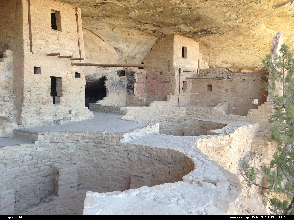 Picture by WestCoastSpirit:  Colorado Mesa Verde Cliff Palace kiva, pithouse, ladder, tunnel