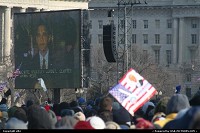 Washington : Barack Obama Inauguration day 01 20 2009. When Barack Obama appear on the screen, people applause.