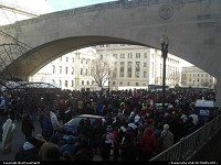 Washington : The massive crowd (2+ million), hours before inauguration, here seen along the Mall in Washington DC, under the Wilson Memorial Arch. The Arch is named after James Wilson, secreatary for Departement of Agriculture between 1897 and 1913