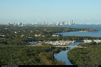 Dramatic view of the skyline for the helicopter. Key Biscayne to the right