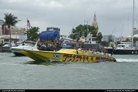 Florida, A loud, powerful boat give some sensations and thrills at tourists at 50mph in the bay.