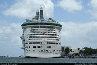 Liberty of the Seas, a Royal Carribbean cruise ship docked in Miami. There was nothing less than 4 ships of that kind today docked in the bay. Miami is definitively a hotspot as far as cruises are concerned.