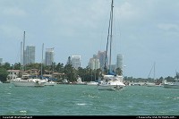 Florida, Cruising in the bay. Miami beach afar.