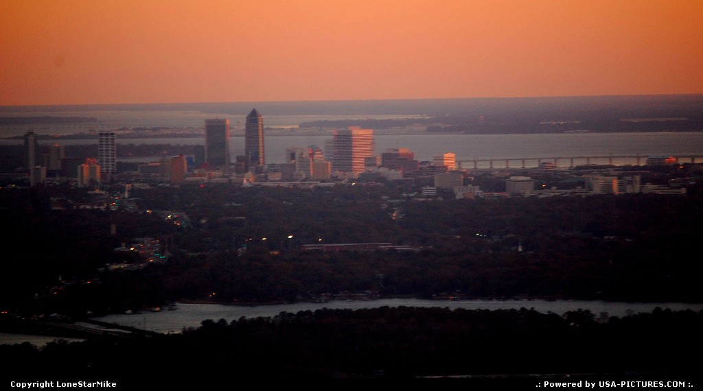 Picture by LoneStarMike: Jacksonville Florida   aerial, skyline, sunset