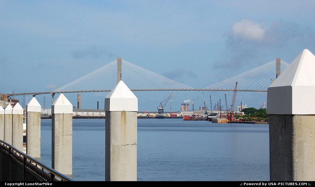Picture by LoneStarMike: Savannah Georgia   waterfront, shipping, bridge, port