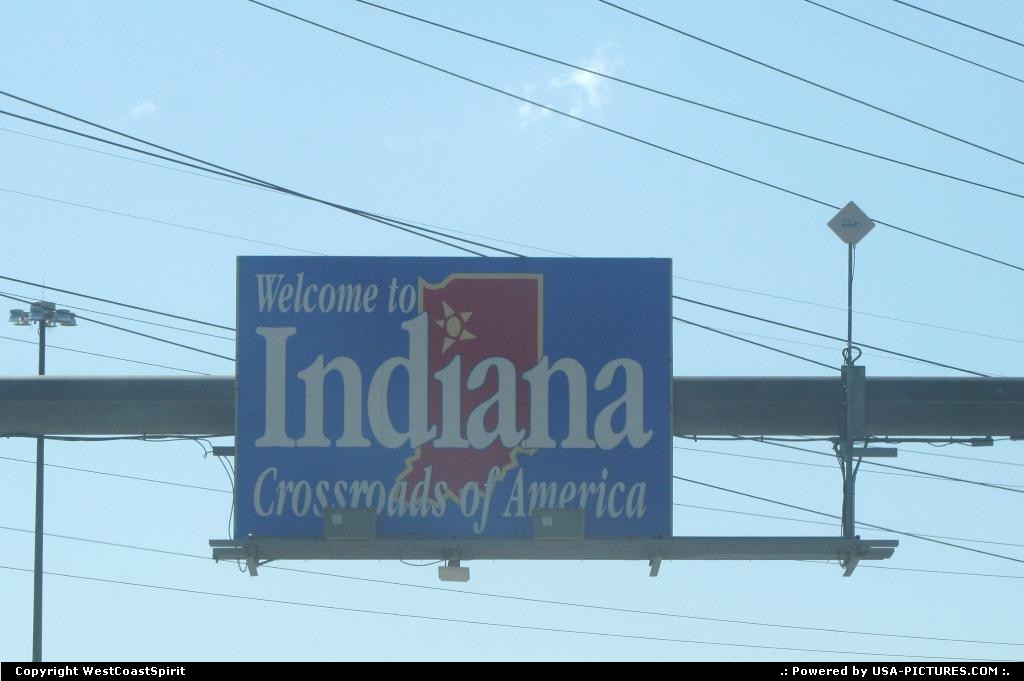 Picture by WestCoastSpirit: Not in a city Indiana   sign, state line