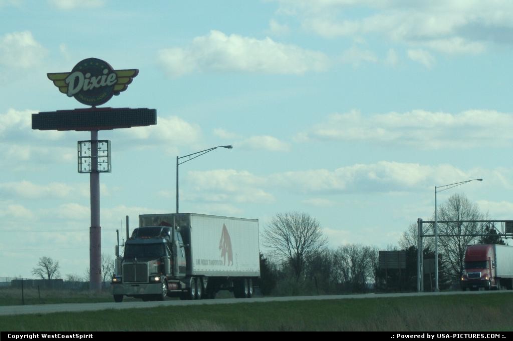 Picture by WestCoastSpirit: Not in a city Indiana   sign, truck, interstate