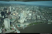 Louisiana, Dowtown part of skyline New orleans at the left of the photos, and french quarter at the right.