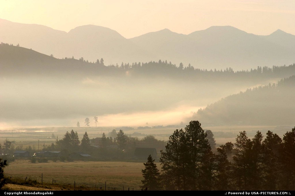 Picture by RhondaRogalski: Kila Montana   mist, fog, sunrise, glow, kila, montana, pink, peach