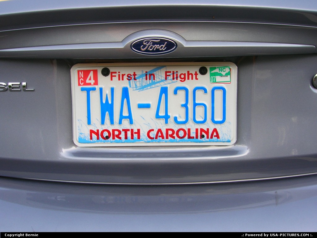 Picture by Bernie: Charlotte North-carolina   car, plate, TWA