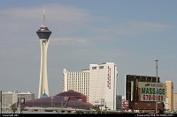 The stratosphere famous hotel. In the foreground the circus circus building
