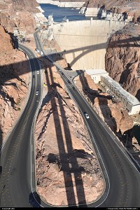 Not in a City : Hoover Dam. Built in the 30s it was part of public works set by Hoover. It was a respond to the 1929s great depression. This huge dam just took 4 years to complete. Bypass shadow as cloud gives way to sun.