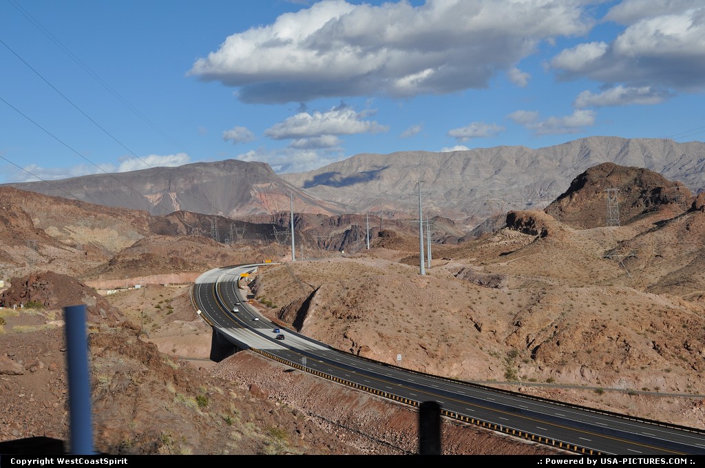 Picture by WestCoastSpirit: not in a city Nevada   road, bypass, highway, i93, hoover dam, boulder canyon, arizona, nevada