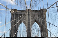 Texte de Wikipedia, plus d'infos sur : http://fr.wikipedia.org/wiki/Pont_de_brooklyn Le pont de Brooklyn (ou Brooklyn Bridge) à New York est l'un des plus anciens ponts suspendus des États-Unis. Il traverse l'East River pour relier l'île de Manhattan au borough de Brooklyn. Long de deux kilomètres, il a été ouvert à la circulation le 24 mai 1883, après 14 ans de travaux. Pendant cette seule journée 1 800 véhicules et 150 300 personnes l'ont emprunté. Le pont a coûté 18 millions de dollars de l'époque et on estime que 27 personnes ont trouvé la mort pendant les travaux. Son architecte, John Augustus Roebling est mort des suites d'un accident sur le chantier, quelques jours seulement après le début des travaux. C'est son fils, Washington Augustus Roebling, aidé de sa femme Emily, qui mènera le projet à son terme. Une semaine après son ouverture, le 30 mai, une rumeur prétendant que le pont allait s'effondrer provoqua une panique qui fit 12 victimes.