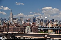 , New york, NY, Great overview on Manhattan from the Brooklyn bridge under great weather.