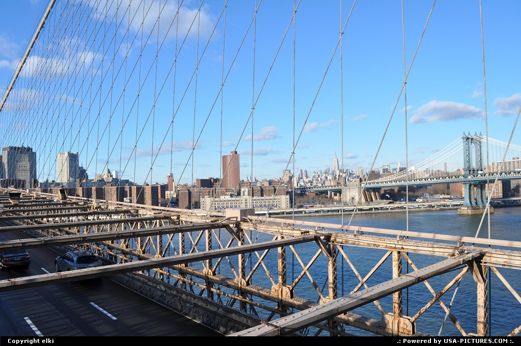 Picture by elki: New York New-york   Brooklyn bridge manathan