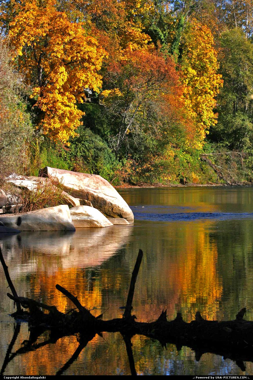 Picture by RhondaRogalski: Grants Pass Oregon   fall, autumn, gold, yellow, red, orange, blue, reflection, rogue river, river, scenic, nature, colors, oregon, grants pass, rogalski