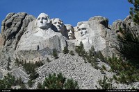 South-dakota, Mount Rushmore National Memorial sculpture by Gutzon Borglum represents the first 150 years of the history of the United States of America. Featuring 60-foot/18 m sculptures of the heads of former United States presidents: George Washington, Thomas Jefferson, Theodore Roosevelt and Abraham Lincoln. It's definitively a must to see. It is located on the Black Hills National Forest.