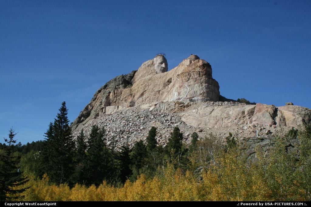 Picture by WestCoastSpirit: Not in a city South-dakota   crazy horse, carving, natives, mount rushmore