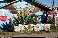 Texas, Old car recycled into a planter behind Planet K on South Lamar Blvd.