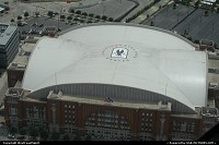 The American Airlines center in Dallas from above.