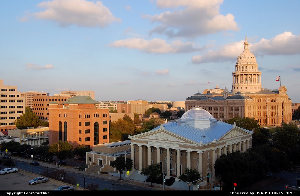 Picture by LoneStarMike: Austin Texas   downtown, church, capitol