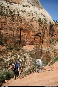 Hikers on Angels Landing trail, Zion National Park.