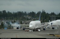 Dreamlifter engine start-up with some smoke around. This plane is N747BC. Notice how huge the thing is. Just impressive!