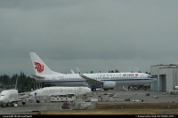 An Air China Boeing 737 seconds before runway contact in Paine Field, Everett. The plane did a touch and go, came back minutes after for a go-around test.