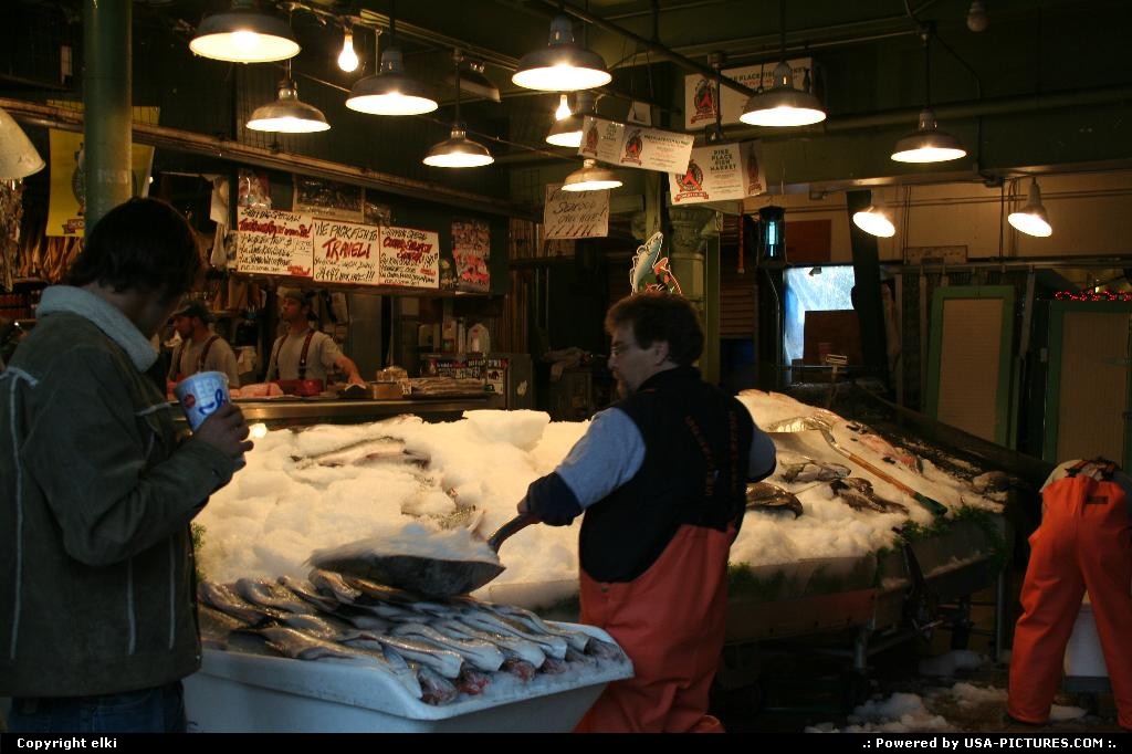 Picture by elki: Seattle Washington   market, fresh food, fish